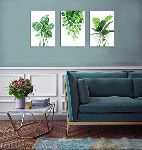 北欧 アートパネル 緑 葉 風景 ポスター 植物 風景画 幸運 玄関 絵画 お風呂 壁 風水 子供部屋 飾り絵 木枠付きの完成品 装飾 軽くて取り付けやすい (30x40cmx3Pcs) [2]
