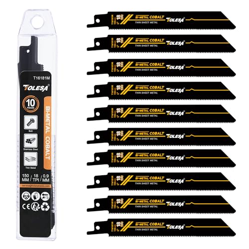 TOLESA レシプロソー 替刃 金属用 18山 225mm M42 バイメタル 8％コバルト セーバーソー 替刃 金属 鉄·..