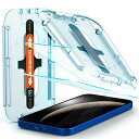 Spigen EZ Fit ガラスフィルム iPhone 12、iPhone 12 Pro 用 貼り付けキット付き iPhone12、iPhone12Pro 用 保護 フィルム 2枚入