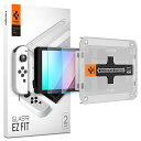 Spigen EZ Fit ガラスフィルム Switch 有機ELモデル 用 貼り付けキット付き スイッチ OLED モデル 対応 保護 フィルム 2枚入(2)