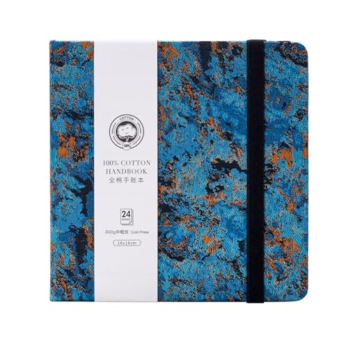 Lightwish スクエア 水彩画ジャーナル、100% コットン 300gsm 中目 酸性フリー 水彩画用紙 スケッチブック アーティスト 大人 学生用、160 x 160mm(青い星空)