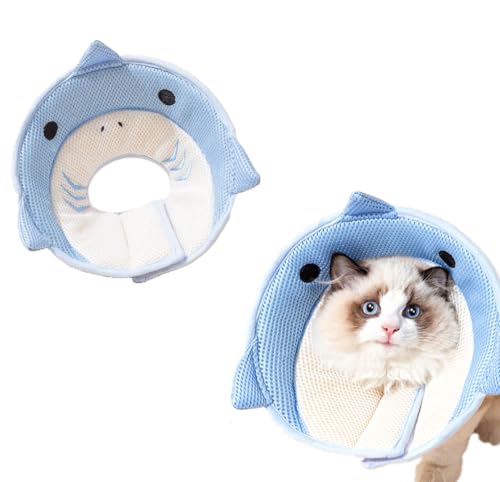 siawadeky エリザベスサークル 猫用 小型犬用 サメの形 ペット介護 術後ウェア 傷口保護 首ガード 避妊..