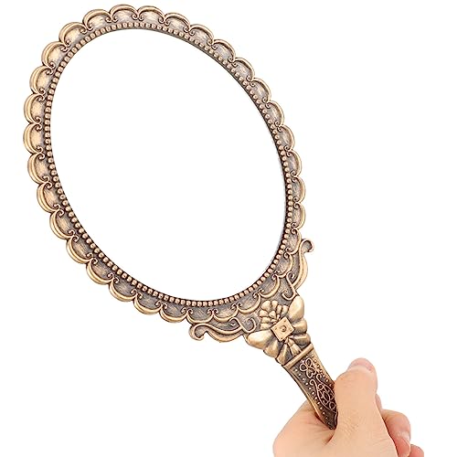 FRCOLOR 手鏡 ハンドミラー 化粧鏡 アンティーク 鏡 卓上 手持ち コンパクト 化粧鏡 エレガント 化粧ミラー メイクアップミラー ハンドル付 壁掛け ミラー 2枚セット