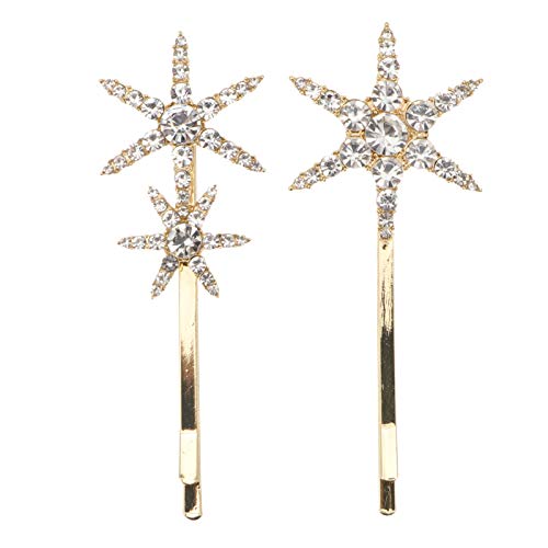 Frcolor 2個入れ ヘアアクセサリーヘアピン ラインストーン スリーピン キラキラ星 ぱっちん留め 前髪 ..