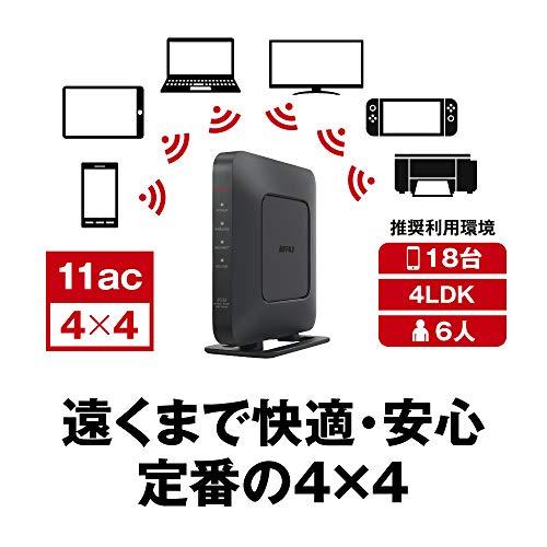 BUFFALO WiFi 無線LAN ルーター WSR-2533DHPL2/NB 11ac ac2600 1733+800Mbps IPv6対応 デュアルバンド 4LDK 3階建向け 簡易パッケージ テレワーク【iPhone13/12/11/iPhone SE(第二世代) メーカー動作確認済み】