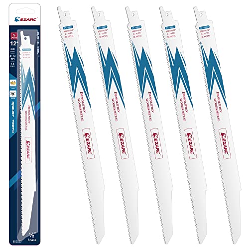 EZARC レシプロソー替刃 厚さ1.6mm 高強度切断対応 解体用 全長300mm 8/10山 木材&金属用 替刃 R1230DM 5本入 (300mm)