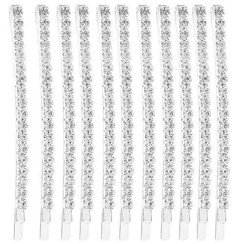 Frcolor ヘアピン ラインストーン 12個セット 前髪 ヘアクリップ スリーピン シルバー ぱっちん留め 女..