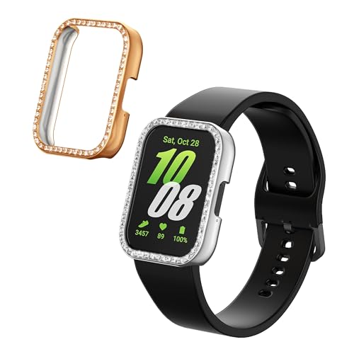 kwmobile 2x フレームカバー Samsung Galaxy Fit 3対応 ケース - スマートウォッチ 保護 耐衝撃 - シルバー/ピンクゴールド kwmobile 2x フレームカバー Samsung Galaxy Fit 3対応 ケース - スマートウォッチ 保護 耐衝撃 - シルバー/ピンクゴールド