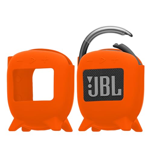 kwmobile JBL Clip 4対応 ケース - 保護ケース スピーカー 耐衝撃 ソフト シリコン - オレンジ