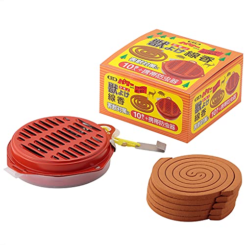 防虫線香(Bouchusenko) パワー森林香 獣よけ線香 10巻 携帯防虫器セット トウガラシ成分配合