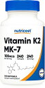 Nutricost ビタミンK2 MK-7 100マイクログラム、240ソフトジェル - グルテンフリー 非遺伝子組み換え