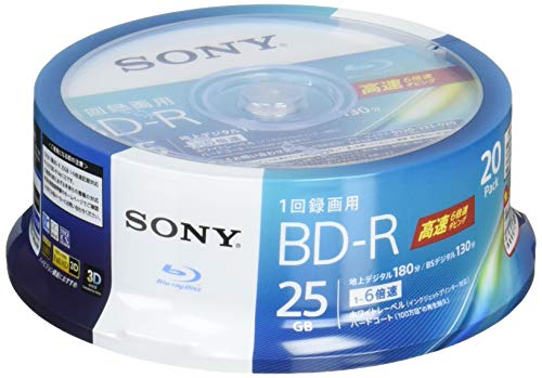 ソニー ブルーレイディスク BD-R 25GB (1枚あたり地デジ約3時間) 1回録画用 20枚入り 6倍速ダビング対応 ケース無し 20BNR1VJPP6 ソニー ブルーレイディスク BD-R 25GB (1枚あたり地デジ約3時間) 1回録画用 20枚入り 6倍速ダビング対応 ケース無し 20BNR1VJPP6