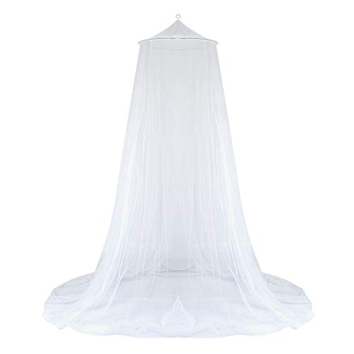 GWHOLE 天蓋カーテン 蚊帳 モスキートネット かや 円形 防虫 防蚊 ホワイト1.8m以下ベッド適用 洗濯可能