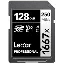 Lexar レキサープロフェッショナル1667×128GB SDXC UHS-II / U3カード(LSD128CBNA1667)