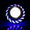 バイク用 LEDヘッドライト プロジェクター イカリング Qiilu LEDプロジェクターレンズ デュアルヘイロー エンジェルデビルアイスポットライト オートバイヘッドライト (青)