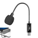 ミニUSBコンデンサーマイク(PC/Mac対応) グースネック&USBサウンドカード内蔵 リモートワーク・オンライン授業に最適 プラグアンドプレイ