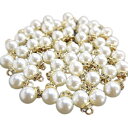 【BEAUTY PLAYER】パールチャーム パーツ パールビーズ ビーズ 10mm 手芸 樹脂パール メガネチェーン マスクチェーン グラスチェーン DIY用品 ホワイト 約50個 (10mm パール チャーム ゴールド)