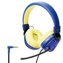 エレコム ヘッドセット 子供用 低音量仕様 折りたたみ式 【 3.5mm接続 4極 】 回転式マイクアーム付き 両耳 ネイビー×イエロー HS-KDGM01TBU