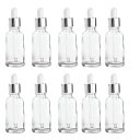 Frcolor スポイトボトル 10本 アロマボトル 20ml エッセンシャルオイルボトル 精油 ドロッパーボトル 透明 小分け用ボトルスポイトキャップ ガラス製 液体保存容器 詰め替え容器 旅行用品(4)