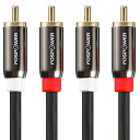 FosPower 2RCA → 2RCA (赤/白) オス-オス ステレオ オーディオケーブル【24K金メッキコネクタ | 銅コア】ゲーム機、車載用オーディオ、アンプ、スピーカー、CDプレーヤー対応 (3 m)