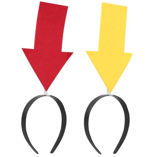 [FRCOLOR] アローカチューシャ アローヘアバンド 矢印 ヘッドバンド かわいい かぶりもの プラスチック 誕生日 ハロウィン パーティー 写真小道具 2個 (赤矢印 + 黄矢印)のサムネイル