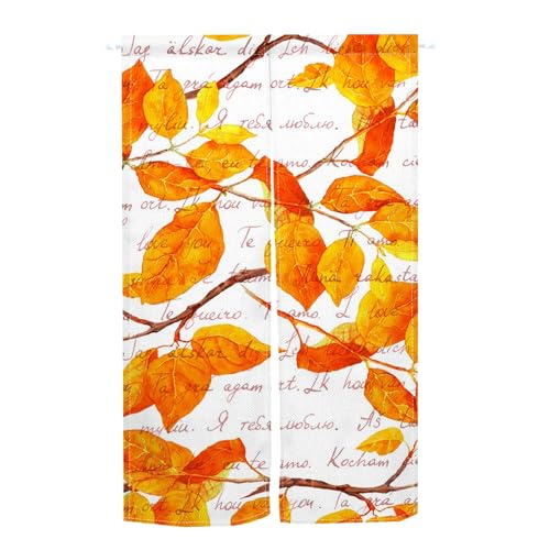 Qinunipoto 秋 のれん 紅葉 暖簾 幅85cm丈150cm あき 落ち葉 noren インテリア 出入り口 目隠し すだれ 遮光 部屋 間仕切りカーテン ハロウィン 飾り 門カーテン ポリエステル製 オーダー可 簡単取付 四季兼用