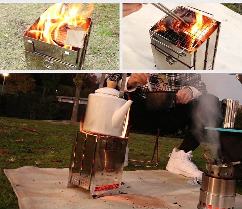 【マラソン★SALE】焚き火 スタンド 焚き火台 コンパクト アウトドア キャンプ ファイヤスタンド ファイアグリル 焚火台 バーベキューコンロ ファイアグリル 薪ストーブ ソロキャンプ 小型 軽量 簡単組み立て 収納袋付き 持ち運び 携帯 折り畳み 【takumurj】通販格安セール情報 楽天 通販