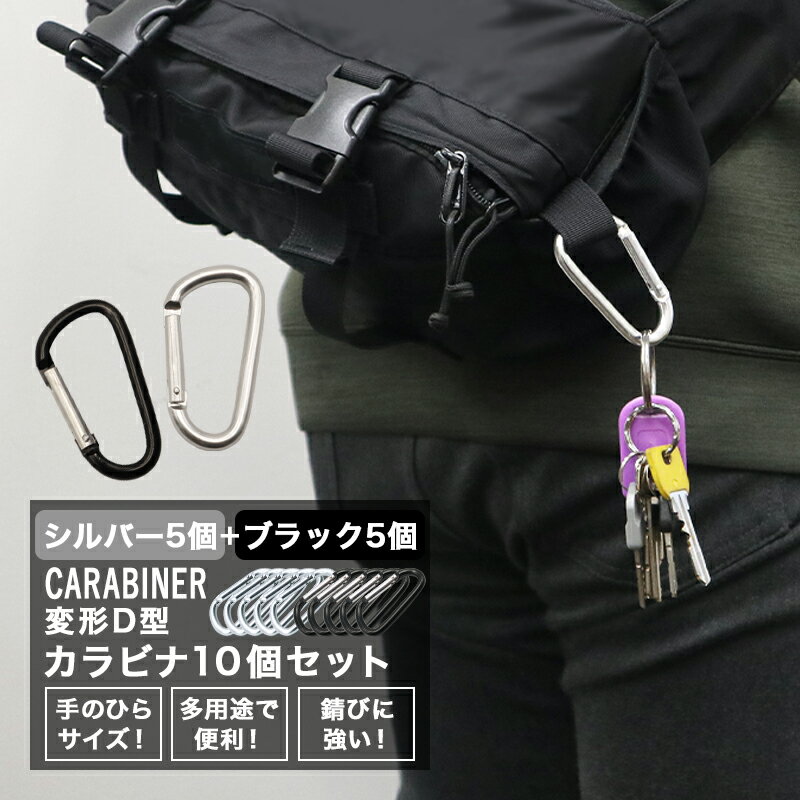 カラビナ10個セット キーホルダー フック おしゃれ アウトドア 釣り トレッキング キャンプ 登山 鍵 バック ハンギングチェーンに あら..