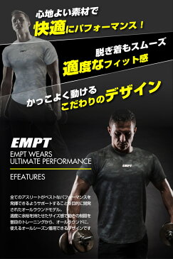 EMPT トレーニングウェア メンズ 半袖 | フィットネスウェア ランニングウェア ジムウェア スポーツTシャツ シャツ トップス 吸汗 速乾 オールシーズン 春夏 秋冬 男性 スポーツ おしゃれ かっこいい 迷彩 カモフラ 丸首 フィットネス 筋トレ トレーニング