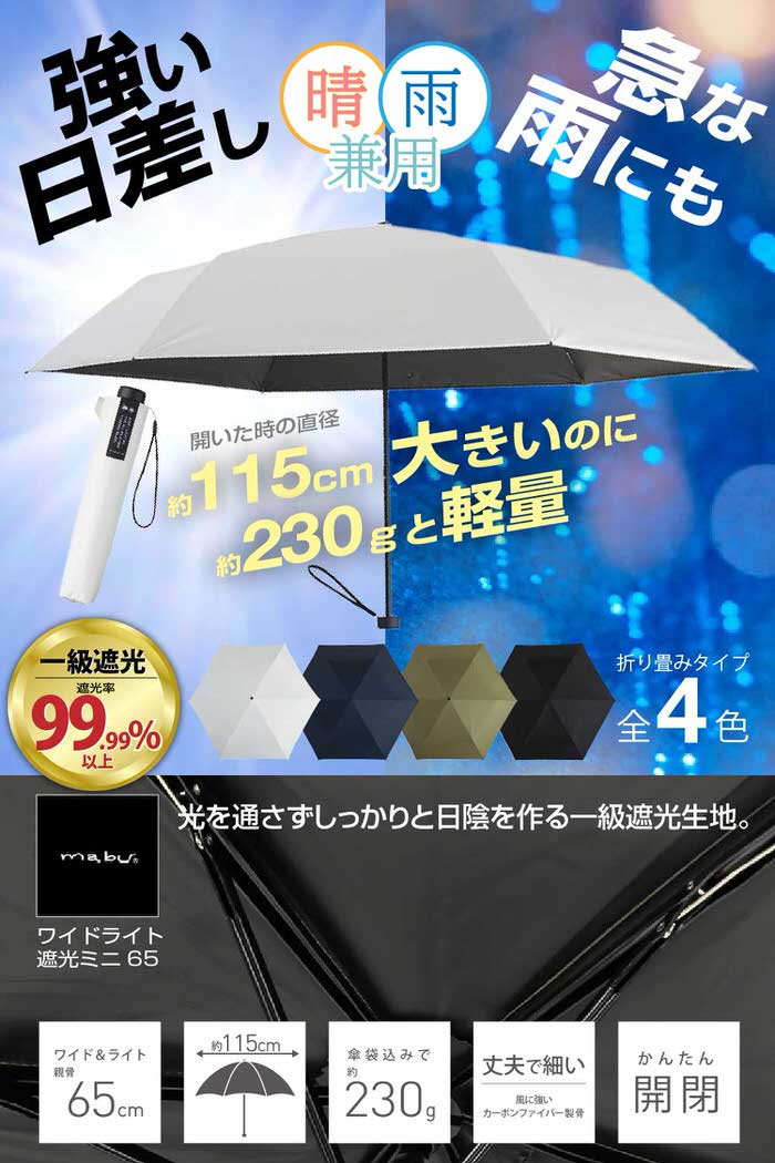 ワイドライト遮光 ミニ65 | 折り畳み傘 傘 メンズ レディース UVカット 頑丈 耐風 ...