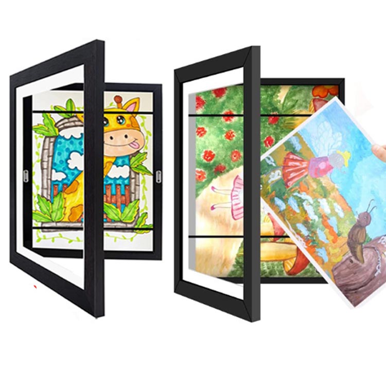 【2個セット】アートフレーム A4 子供の絵 保存用 額縁 マグネット 木製 ポスターフレーム 絵 画用紙 フォトフレーム ディスプレイ 壁掛け 玄関 アート 絵画 ポスター 写真 作品 保管 収納 絵画教室 子供 孫 学校 幼稚園 保育園 学校 作文 習字作 記念 おしゃれ [2]