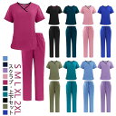 スクラブ 上下セット 女性用 半袖 白衣 医療 パンツ ズボン かわいい ナース服 医療用 レディース 看護師 ナース 介護士 総ゴムパンツ 白衣 ナース服 ナースウェア エステ ユニフォーム 医療用 看護師 介護士 クリニック 白衣 スクラブ 送料無料