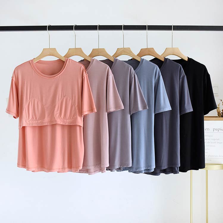 パッドのみ 半袖 ルームウェア レディース パット付半袖Tシャツ 柔らかい カップ付...
