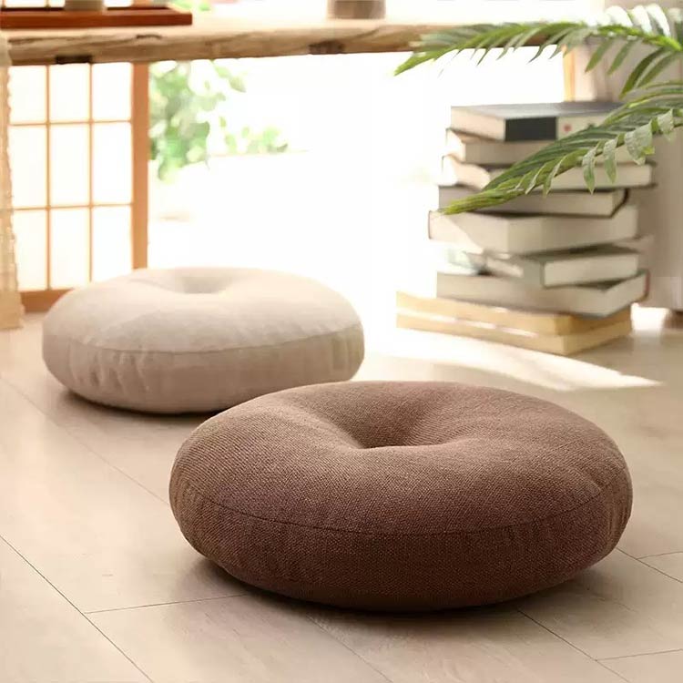 直径45cm/50cm/60cm 円形 ごろ寝クッション カバー 座布団 直径40cm クッション チェアパッド リネン 40センチ ラウンドクッション 畳 フロアクッション 取り外し可 座布団 麻 丸型 和室 丸洗い 座ぶとん おしゃれ ナチュラル 北欧 [3]