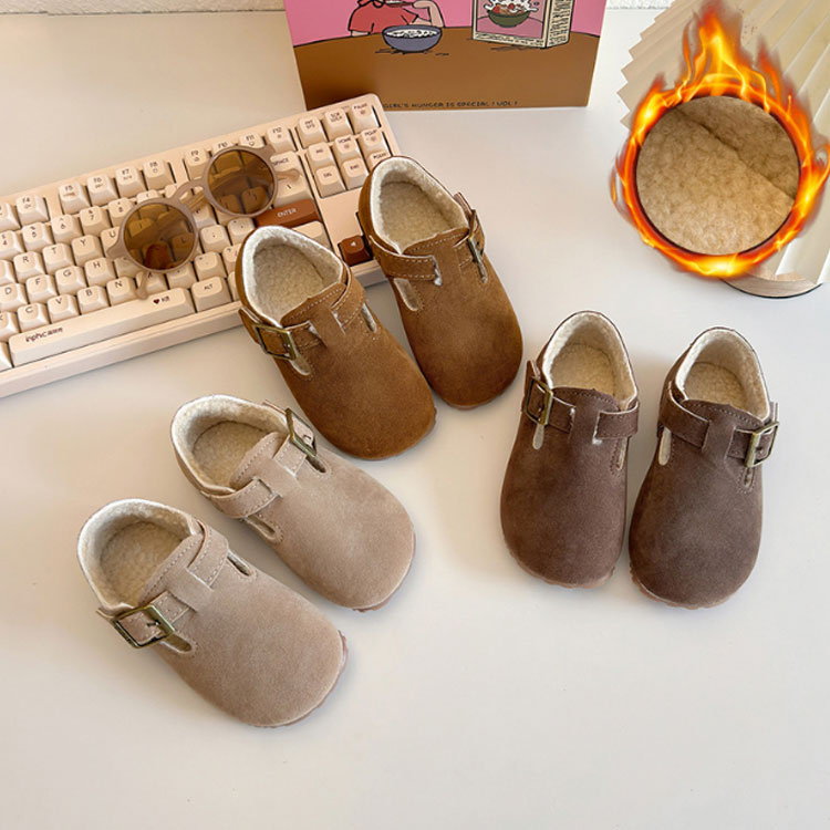 ふわふわボア 冬用 あったか 子供靴 ベビー サボサンダル スエード調 ボア シュー...