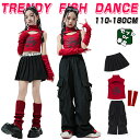 キッズ ダンス衣装 赤 黒 子供 セットアップ ヒップホップ 女の子 子供服 ノースリーブタートルネック かわいい ワイドパンツ ダンス用 Hiphop チアダンス ダンスウエア ステージ衣装 ジャズダンス k-pop jazz 舞台服 演出服 発表会 団体服 応援団 110-180cm