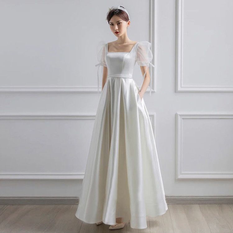 ホワイト 白 花嫁 ウェディングドレス イブニング パーティー ドレス 大人 お呼ばれ ピアノ 発表会 結婚式 演奏会ドレス ロング チュール カクテルドレス レディース 体型カバー 二次会 大きい 高級感 フォーマル 白 オシャレ 高級感 海外挙式 披露宴 XS S M L XL 2XL 3XL 3