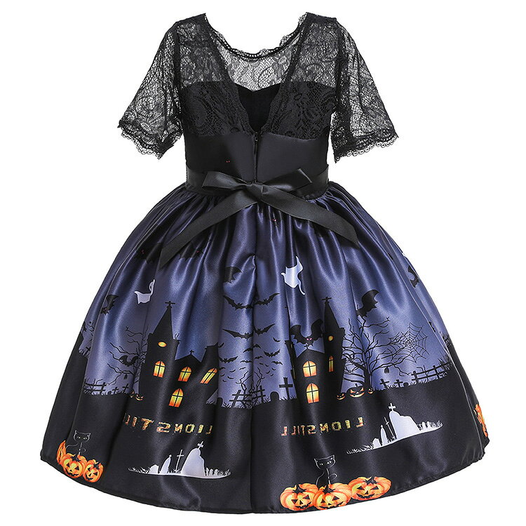 ハロウィン ワンピース キッズ 衣装 子供 コスプレ 魔女 halloween キッズ コスプレ コスチューム コウモリ柄 かぼちゃ柄 幽霊柄 フクロウ柄 帽子 プリンセス 万圣场景词：パーティー なりきり 文化祭 学園祭 舞台劇 cosplay 宴会 舞台演出服 Halloween 万聖節 イベント trendyfish-10005915 TRENDY FISH サンプル画像3
