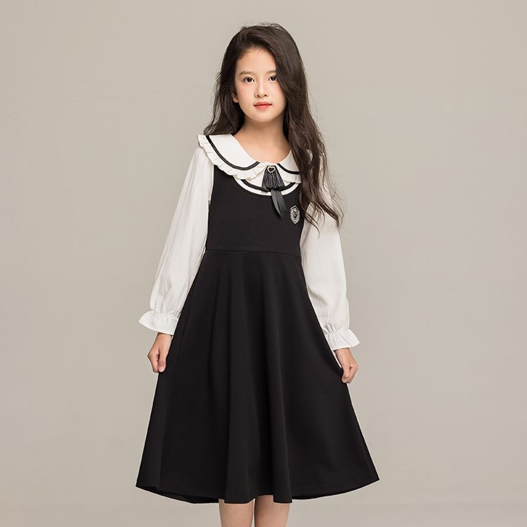 女の子 ワンピース ロングワンピース レディース キッズ 2点セット シャツ ジャン...