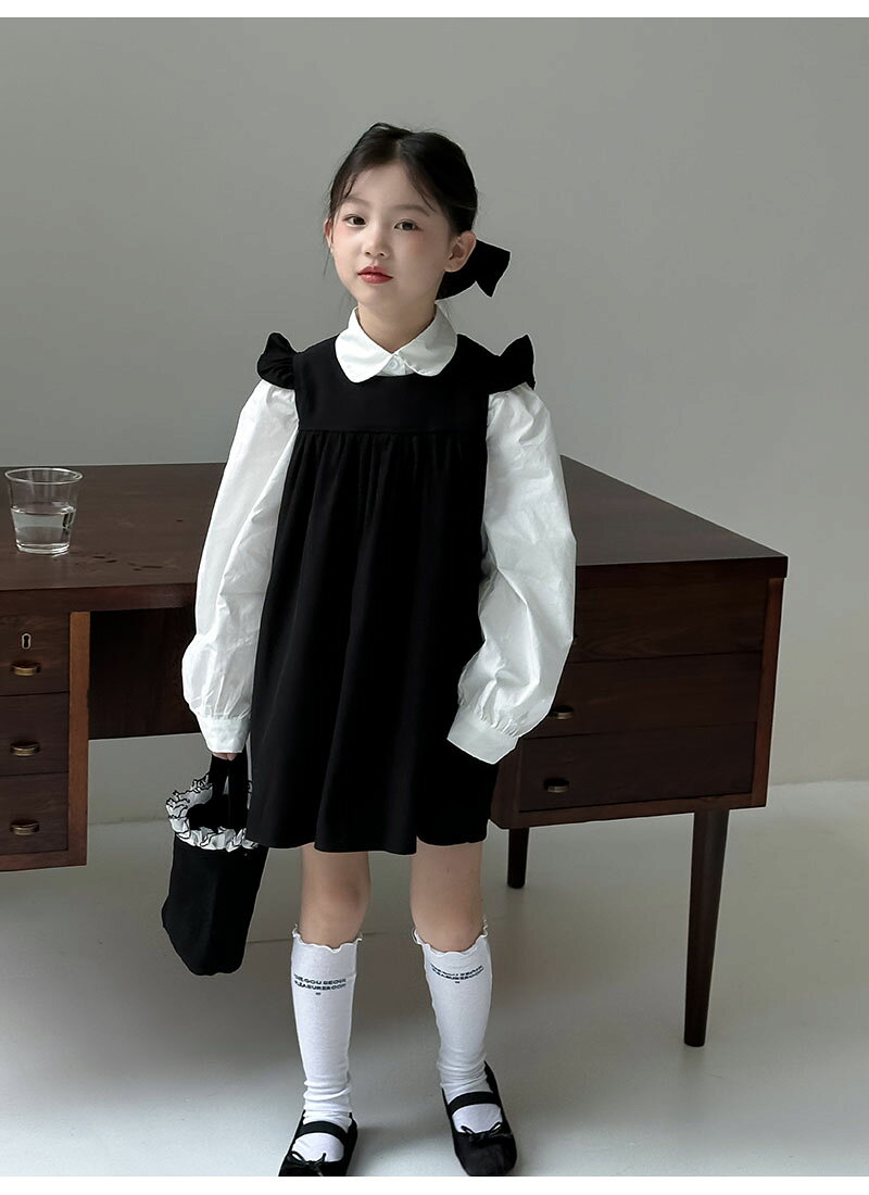 【2点セット】キッズワンピース セットアップ 卒業式 小学校女子 ワンピース ピアノ 発表会 子供服 学生服 制服風 小学生 キッズ服 女の子 膝丈ワンピース 膝丈 長袖 シャツ ジャンバースカート 可愛い かわいい カジュアル 女の子 子供 こども 七五三 結婚式 記念撮影 面接