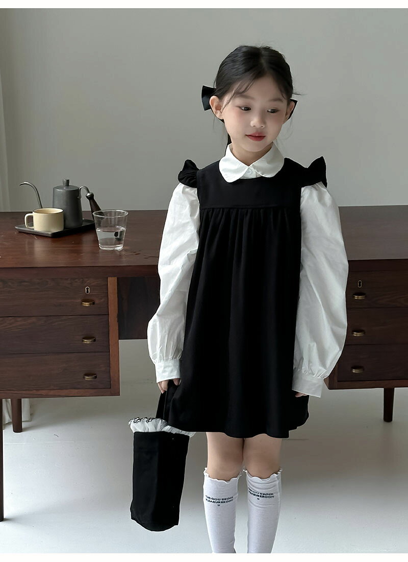 【2点セット】キッズワンピース セットアップ 卒業式 小学校女子 ワンピース ピアノ 発表会 子供服 学生服 制服風 小学生 キッズ服 女の子 膝丈ワンピース 膝丈 長袖 シャツ ジャンバースカート 可愛い かわいい カジュアル 女の子 子供 こども 七五三 結婚式 記念撮影 面接