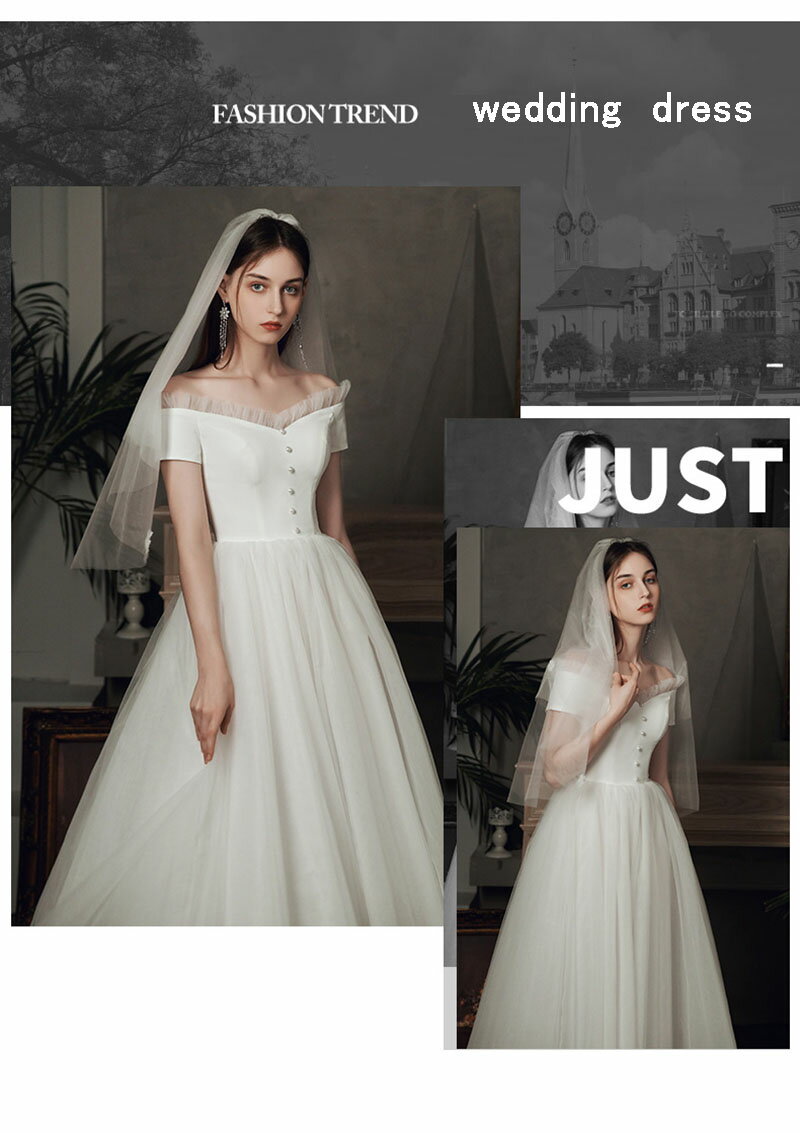 ウェディングドレス オフショルダー オフショル 花嫁ドレス 二次会 二次会ドレス 花嫁 ドレス 袖あり パーティードレス 新婦 ロングドレス 披露宴 シンプル 前撮り Aライン 結婚式 ブライダル エレガント 海外挙式 前撮り 後撮り コンサート 演奏会 おしゃれ wedding dress