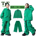 グリーン 緑 カーゴパンツ キッズ ダンス衣装 シャツ 男の子 女の子 子供 セットアップ トップス パンツ カジュアル 演出服 ダンスウェア 練習着 団体服 ...