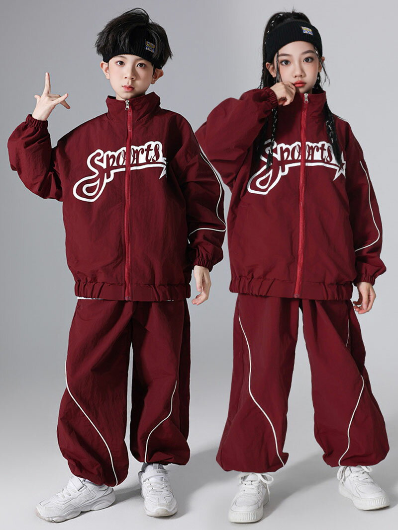赤 レッド キッズダンス衣装 セットアップ チアガール キッズ ダンスウェア シャツ 半袖 ジャケット 長袖 カーゴパンツ 女の子 男の子 スポーツウェア 応援団 目立つ ヒップホップ hiphop ジャズ 上下セット ジャージ 韓国 かっこいい k-pop 演出服 練習着 原宿 ストリート