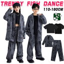 花柄 グレー キッズ ダンス衣装 セットアップ グレースーツ 大きいサイズ ゆったり 体型カバー ジャズダンス ヒップホップ 発表会 応援団 Urban Dan...