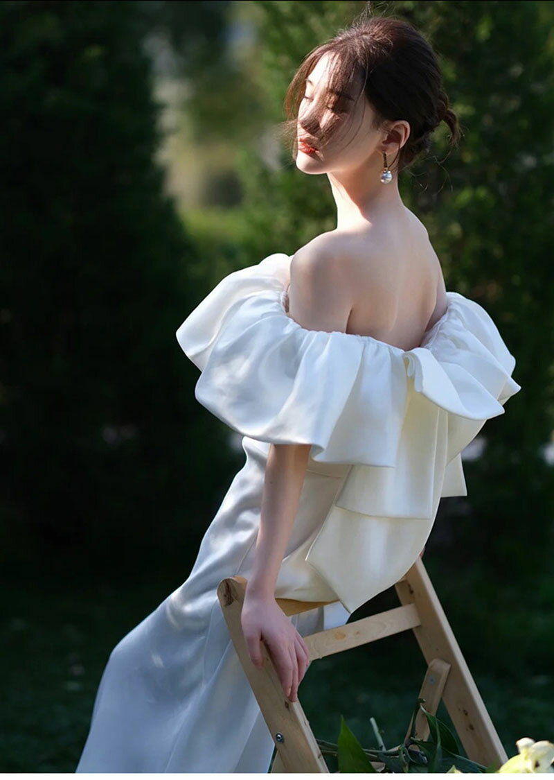 ウェディングドレス マーメイド 白 ウエディングドレス オフショルダー フォトウェディング 花嫁 前撮り ドレス 結婚式 二次会 ドレス ロング 白ドレス 花嫁ドレス 二次会ドレス イブニングドレス トレーン 後撮り パーティードレス 海外挙式 家族挙式 1.5次会 披露宴 演奏会