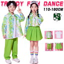 緑 グリーン キッズ ダンス 衣装 長袖 女の子 男の子 セットアップ トップス パンツ スカート ヒップホップ 子供 子ども チア チアガール ジャズダンス ポッピング k-pop hiphop jazz 発表会 応援団 演出服 舞台服 団体服 練習着 個性派 合唱団 おしゃれ かわいい