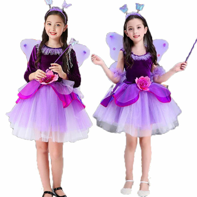 人気検索キーワード：ハロウィンコスプレ悪魔 子供用 蝶 翼 衣装 仮装 帽子付き 魔法棒 ワンピース コスチューム キッズコスプレ ドレス 魔女 コスプレ衣装 長袖 袖なし 公主 ウィッチ 魔法使い パープル 子供用 ハロウイン キッズ ハ...