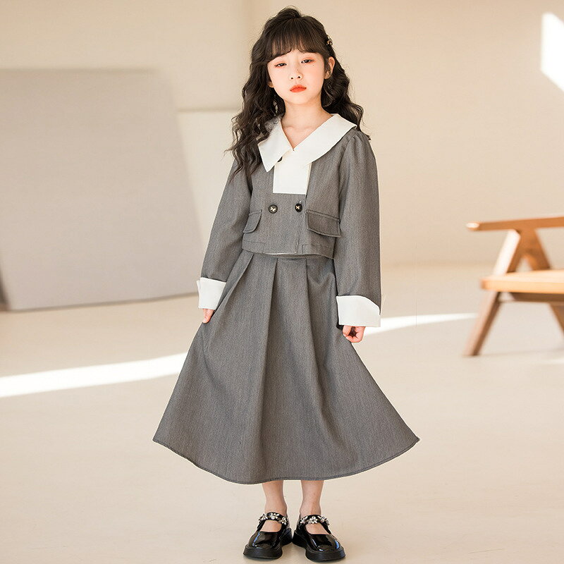 入学式 子供服 スーツ 女の子 入学式 フォーマル パンツ スカート スーツ キッズ 卒園式 七五三 女の子 スーツ 長袖 グレー 2点セット 子ども服 ジュニア 中高生 おしゃれ 結婚式 発表会 春秋 120cm 130cm 140cm 150cm 160cm 170cm S M L