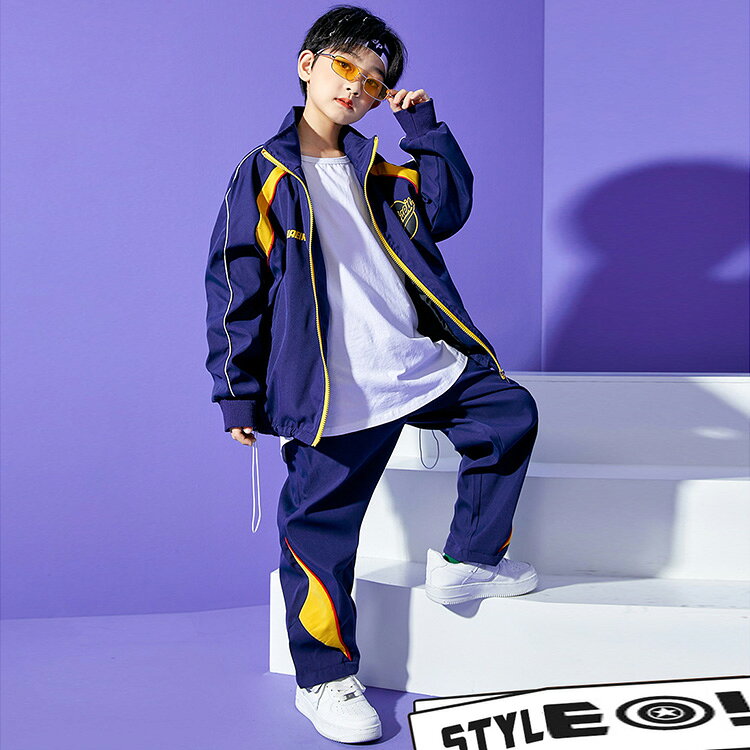 レーシングスーツ ネイビー ジャケット オシャレ 韓国 キッズ ダンス 衣装 スタジ...